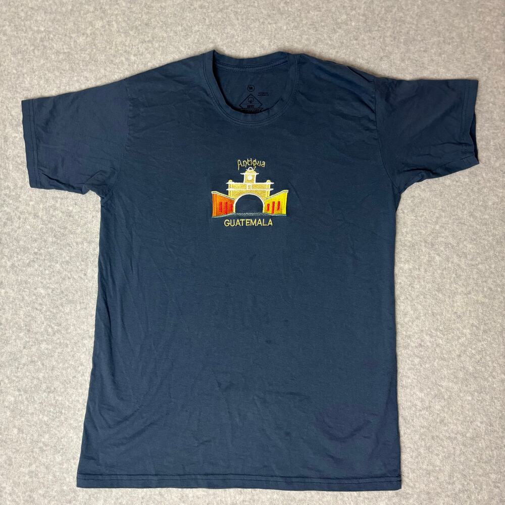 Embroidered Best Serigconf Blue Guatemala Graphic T-Shirt Size M
